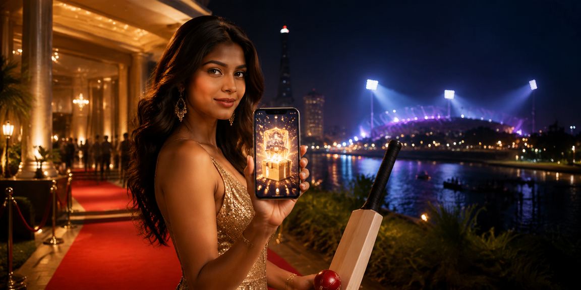 Crowd watching IPL cricket night match with lights